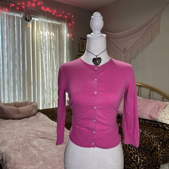 Chaps Pink Knit Cardigan - Picture 8 of 9